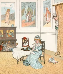 La Reine est dans le salon et mange du pain et du miel (lithographie couleur)