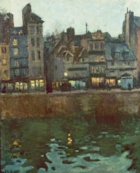 Crépuscule du port du Havre (huile sur toile)