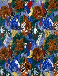 Patineurs, dessin pour soie imprimée, vers 1914-20 (lithographie couleur)