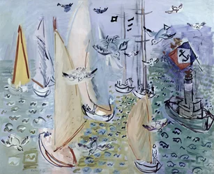 Régates avec les mouettes, vers 1930 (huile sur toile)