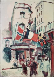 Rue avec drapeaux