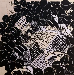 Tennis (plume, encre et gouache sur papier)
