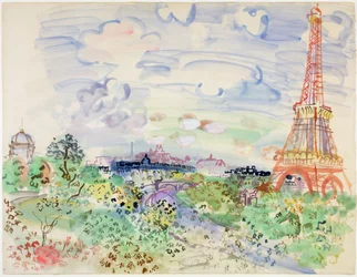 La Tour Eiffel, vers 1935 (aquarelle et crayon sur papier)