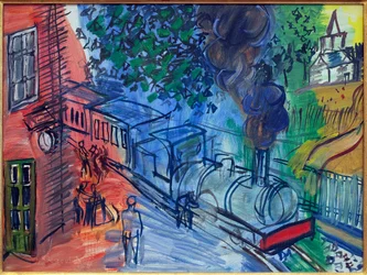 Train à la gare. Peinture de Raoul Dufy (1877-1953), huile sur toile. Art français, 20e siècle. Musée La Piscine, Roubaix.