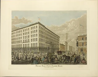 Maison Sherman, rues Clark et Randolph, érigée en 1860-61, Chicago