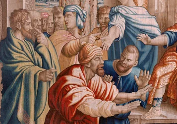 Série Actes des Apôtres. Elymas frappé de cécité. Septième tapisserie de la série