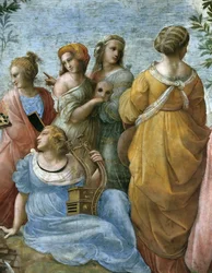 Le Parnasse (détail). Fresque dans la Stanza della Segnatura, vers 1510-1511