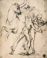 Nus masculins avec un cheval
