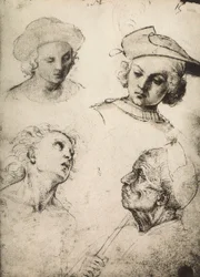 Étude de quatre visages masculins