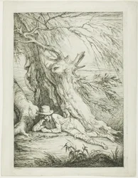 Brigand allongé sous un arbre