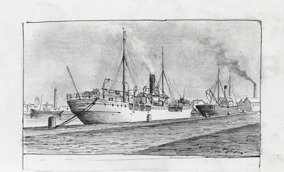 Bateaux a quai (ink on paper)