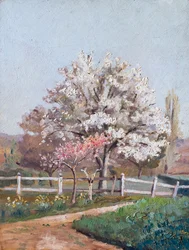 Fleurs de cerisier, vers 1930 (huile sur bois)
