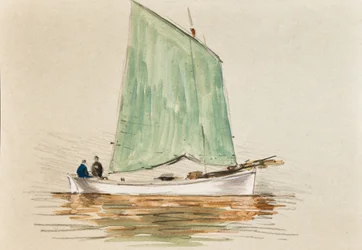 Pêcheurs sur une Yole, estuaire de la Gironde (gouache sur papier)
