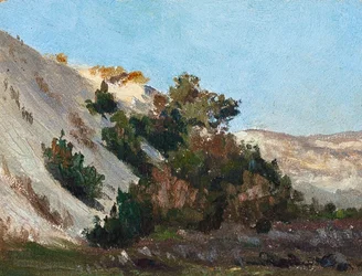 Paysage avec dunes, océan Atlantique (huile sur carton)