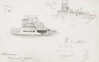 Dessin préparatoire de navires de charge (Dessin)