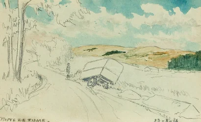 Route de Fisme - 27/8/16 (pencil and gouache)