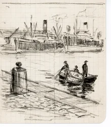 Marins et bateaux, port de Bordeaux (dessin)