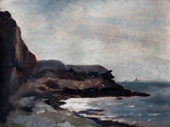 Bord de mer avec falaise (huile sur toile)