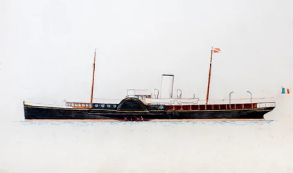 Bateau à vapeur (gouache sur papier)