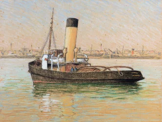 Remorqueur dans le port de Bordeaux (pastel sur papier)