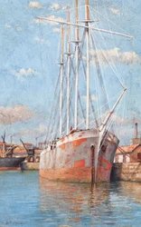 Voilier desarme (huile sur bois)