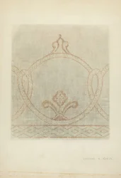 Dessin de restauration de peinture murale, vers 1940