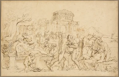 Bacchus et Ariane, avec Silène, Nymphes et Satyres