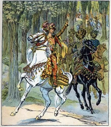 Voleurs à cheval : illustration pour le conte 