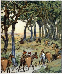 Toute la caravane prit le chemin de la ville : illustration pour le conte 