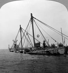 Navire de guerre coulé HMS Vindictive, Ostende, Belgique, Première Guerre mondiale, 1918