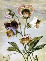 Géranium et Pois de Senteur - Enfants Fleurs - une paire