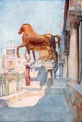 Les chevaux de Saint-Marc, en regardant vers le nord (lithographie couleur)
