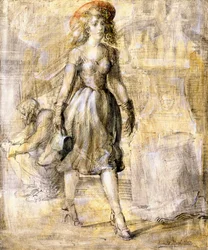 Fille marchant dans une rue de la ville