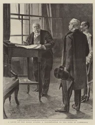 Une levée aux Horse Guards, une présentation au duc de Cambridge (gravure)