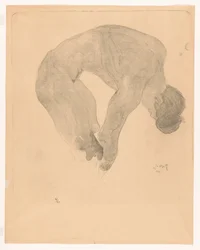 Homme nu courbé