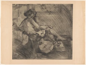 Femme allongée avec guitare