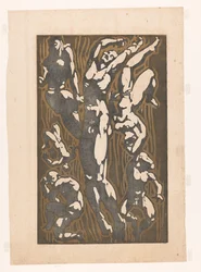 Figures nues dans différentes poses. Les damnés