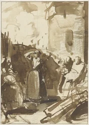 Femme derrière le rempart d