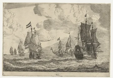 Six voiliers en mer ouverte