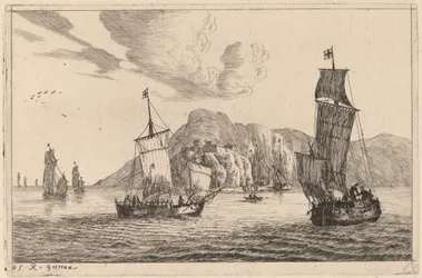 Scène de Port avec Arrière-plan Montagneux