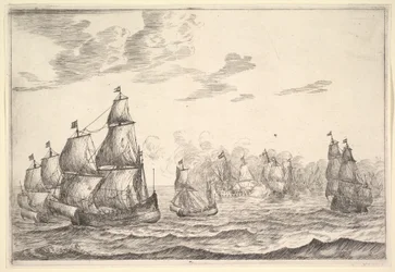 Scène de bataille navale