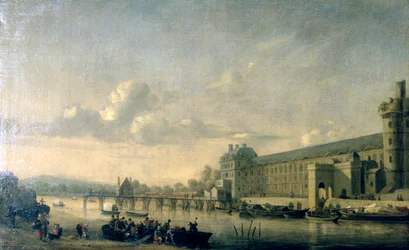 Vue de la Seine avec la façade sud de la galerie du Louvre, Paris, 1660