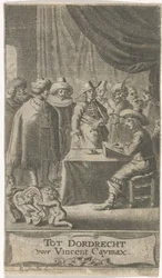 Marchand à son bureau (Page de titre pour : J. van der Does et al., Divers voyages, 1652)