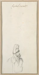 Homme barbu de profil, avec un haut chapeau, vers 1640