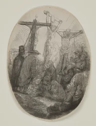 Christ crucifié entre deux voleurs : Une plaque ovale, c.1641