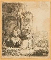 Christ et la femme de Samarie, parmi les ruines