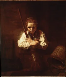 Fille au balai (peinture sur toile)