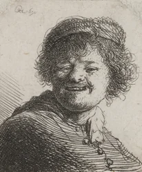 Rembrandt avec un Chapeau, Riant : Buste