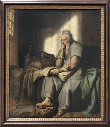 Saint Paul en prison. Peinture de Rembrandt Harmensz van Rijn (1606-1669)