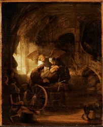 Tobias guérit la cécité de son père (huile sur panneau)